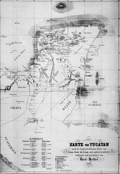 Karte von Yucatan, 1847, en Historia Cartográfica de la Península de Yucatán, 1994, Michel Antochiw